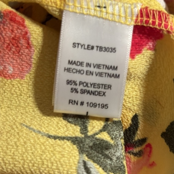 Love J yellow floral print kimono cover up top Sz L - Picture 7 of 7